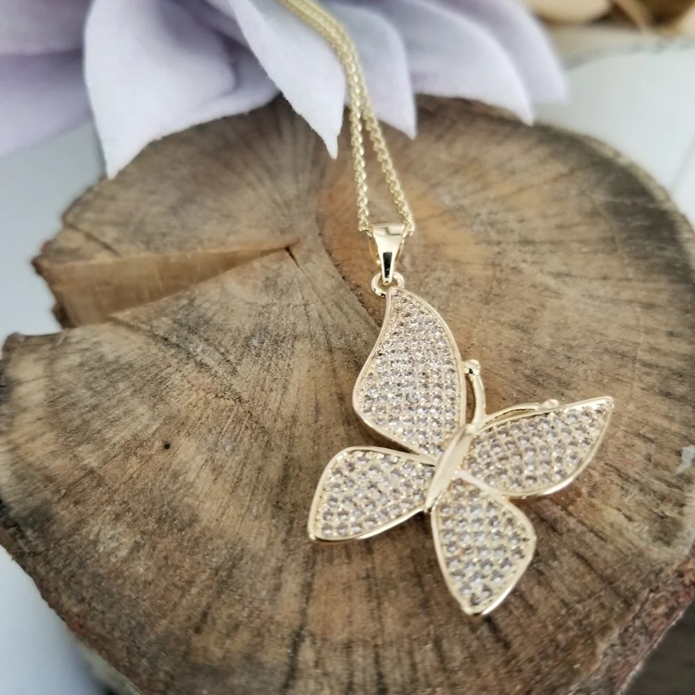 Butterfly Necklace 18k Gold Layered 18